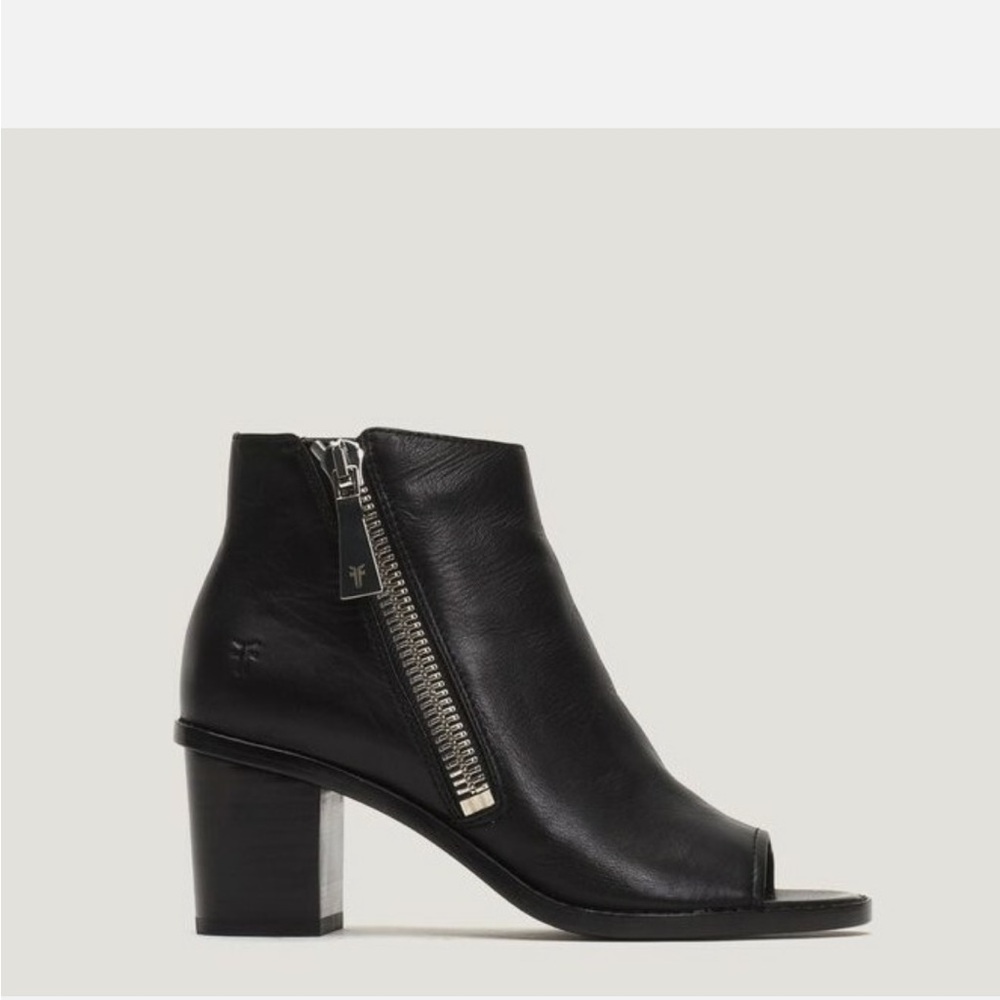 FRYE Brielle Zip Peep Bootie Leather Ankle Boots Shoes  $298